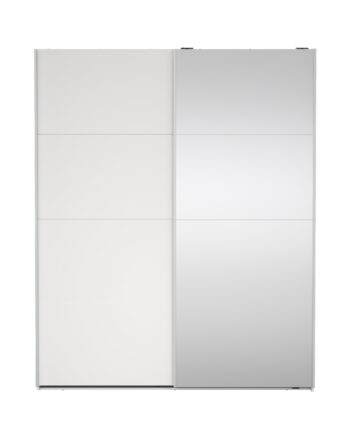 Tvilum Bergamo Garderobeskab       Skydelåge    Spejlskydelåge    Bøjlestænger    Hylder 180x220cm Hvid Træ