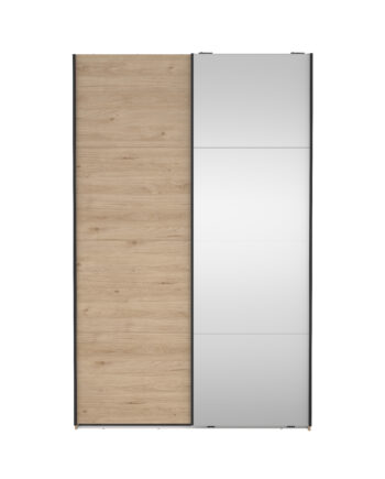 Tvilum Bergamo Garderobeskab       Skydelåge    Spejlskydelåge    Bøjlestænger    Hylder 140x220cm Jackson Hickory Træ