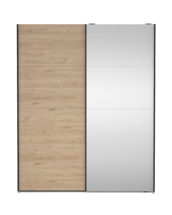 Tvilum Bergamo Garderobeskab       Skydelåge    Spejlskydelåge    Bøjlestænger    Hylder 180x220cm Jackson Hickory Træ