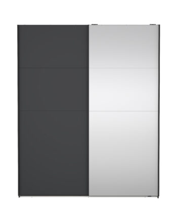 Tvilum Bergamo Garderobeskab       Skydelåge    Spejlskydelåge    Bøjlestænger    Hylder 180x220cm Matgrå Træ
