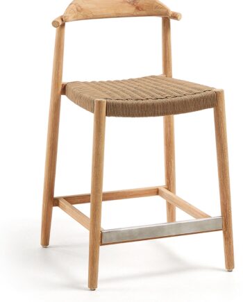Udendørs Barstol Kave Home Nina   Eukalyptustræ   Uv-reb  Brun Natur  H94xb54xl54 Cm