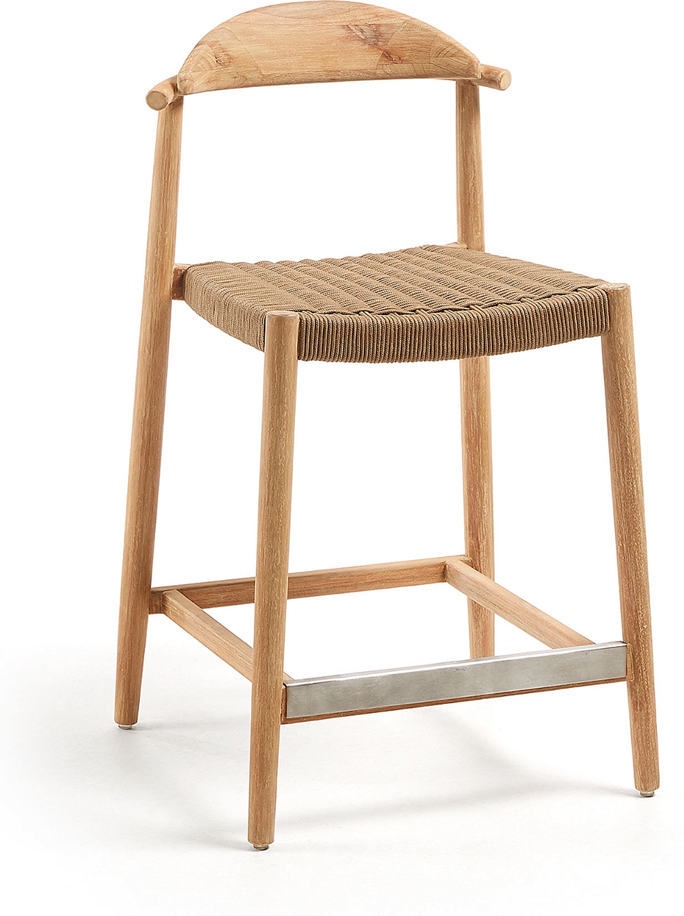 Udendørs Barstol Kave Home Nina   Eukalyptustræ   Uv-reb  Brun Natur  H94xb54xl54 Cm