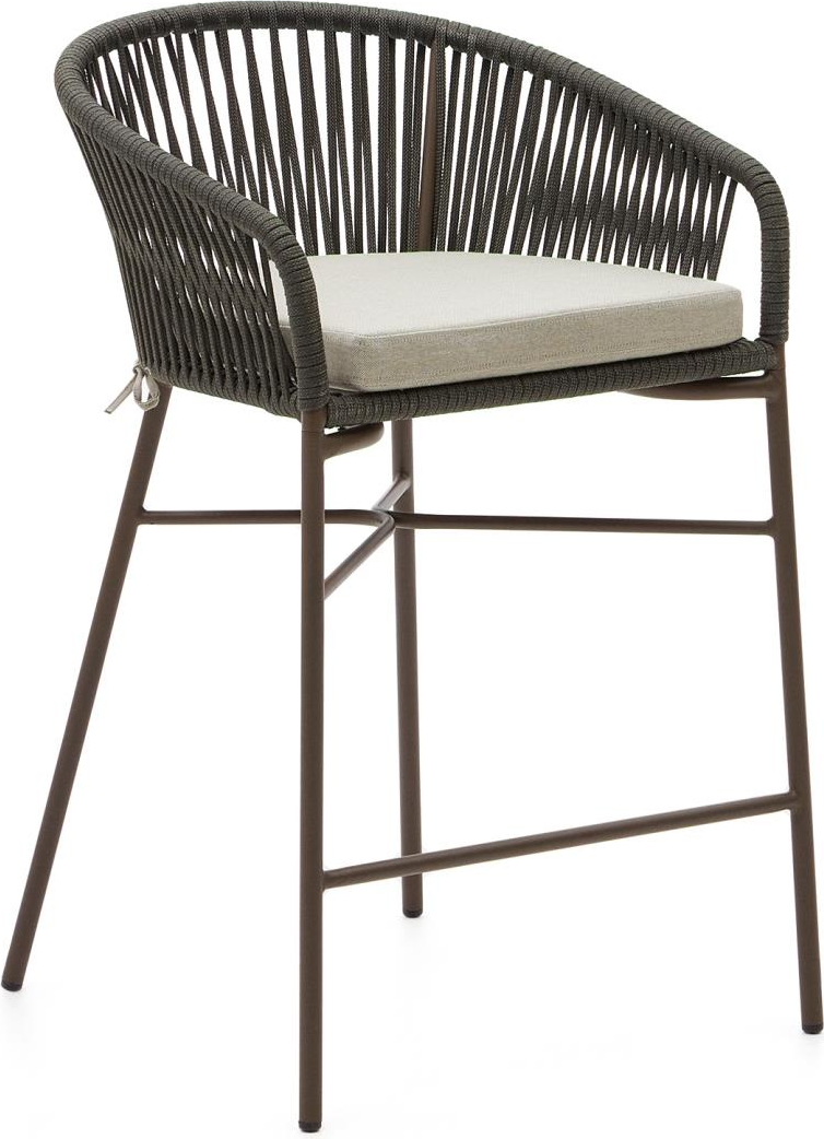 Udendørs Barstol Kave Home Yanet Nordisk Moderne Grøn Reb Galvaniseret Stål Uv-bestandig H85 Cm