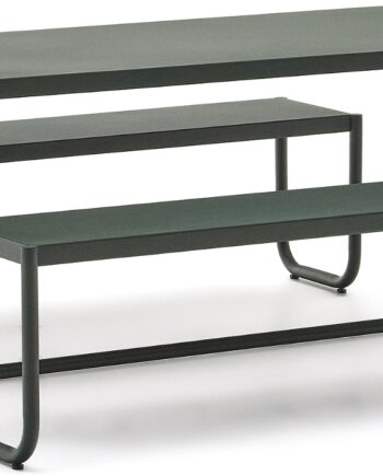 Udendørs Bord- Bænkesæt Kave Home Sotil   Galvaniseret Stål Grøn H75xb83xl183 Cm