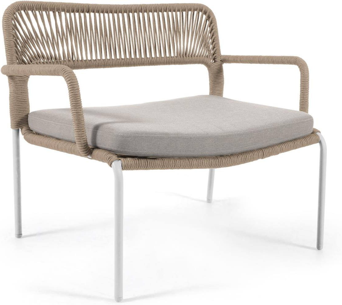 Udendørs Lænestol Kave Home Cailin Havestol Galvaniseret Stål Med Håndvævet Reb Beige