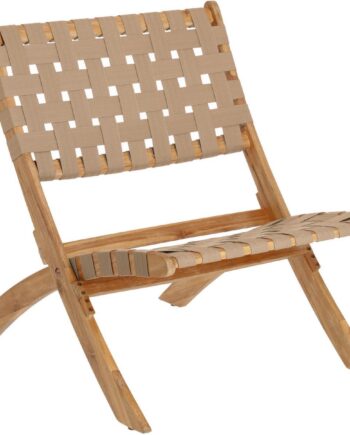 Udendørs Lænestol Kave Home Chabeli   Terrassestol   Massivt Olieret Akacietræ Med Håndvævet Sæde  Beige