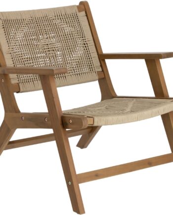 Udendørs Lænestol Kave Home Geralda   Akacietræ Med Flettet Reb Beige Fsc