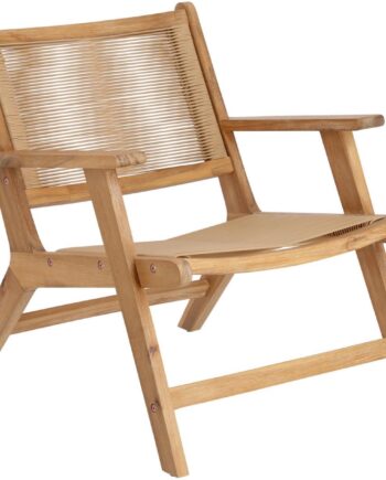 Udendørs Lænestol Kave Home Geralda   Olieret Akacietræ Med Flettet Rattan H74xb65xl80 Cm Havelænestol