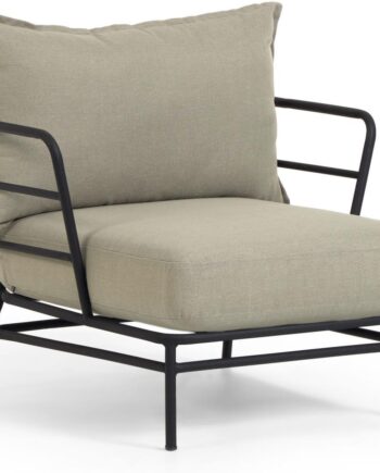 Udendørs Lænestol Kave Home Mareluz Sort Galvaniseret Stål Med Beige Hynde H60xb76xl80 Cm