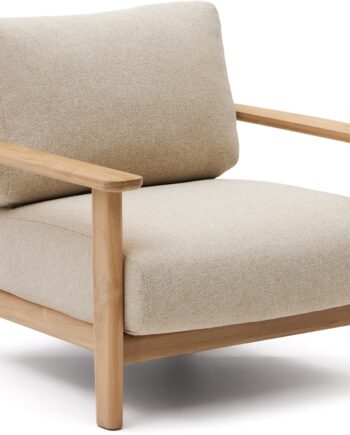 Udendørs Lænestol Og Lounge Stol Kave Home Tirant Fsc-certificeret Teak Med Aftagelig Beige Hynde Nordisk Design