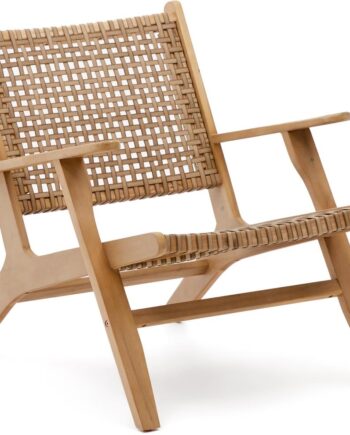 Udendørs Lounge Lænestol Kave Home Rigono   Akacietræ   Håndvævet Rattan Natur Beige H74ã B68ã L80 Cm