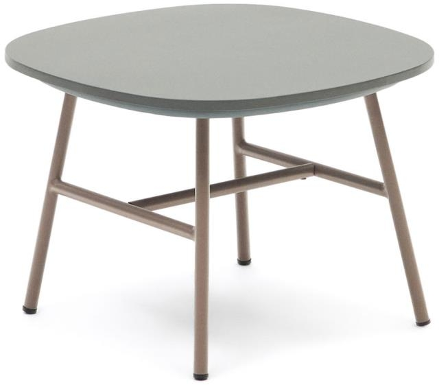 Udendørs Sidebord Kave Home Bramant Lilla Cementfiber Og Stål 60x60x43 Cm
