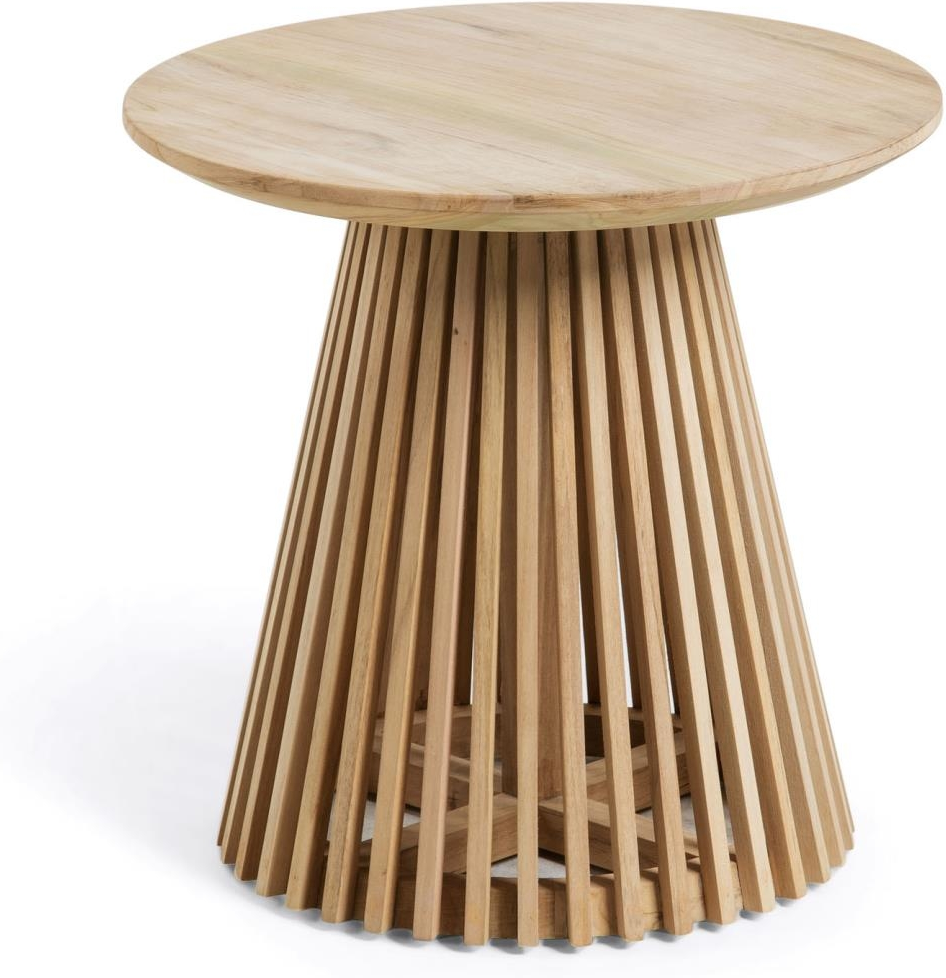 Udendørs Sidebord Kave Home Jeanette   Massivt Teaktræ ø50   H48 Cm Natur