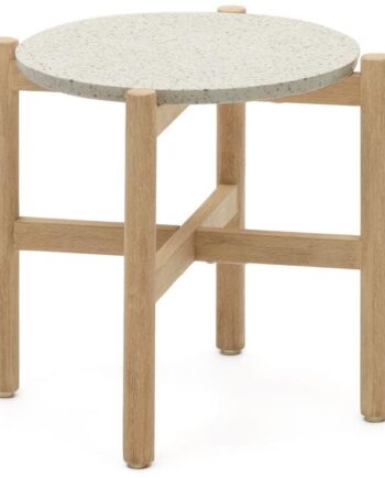 Udendørs Sidebord Kave Home Pola  Cement Og Eukalyptustræ Natur 54 5ã 48 Cm