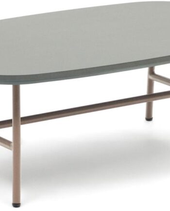 Udendørs Sofabord Kave Home Bramant Med Cementfiberbordplade Og Buet Stålbase Lilla L100ã B60ã H35 Cm