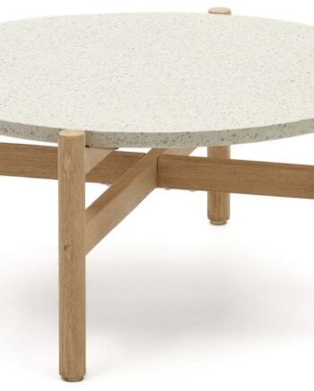 Udendørs Sofabord Kave Home Pola   Cement Og Fsc Eukalyptustræ Natur 88 5x88 5x38 Cm
