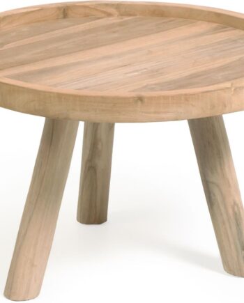 Udendørs Sofabord Sidebord Kave Home Glenda Massivt Teak Natur Rustikt Design ø55ã 36 Cm