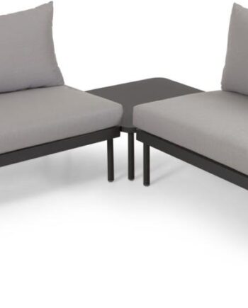 Udendørs Sofasæt Kave Home Zaltana Modulært Hjørneloungesæt Sort Aluminium Med Vand- Og Uv-resistent Textilene 230x230 Cm