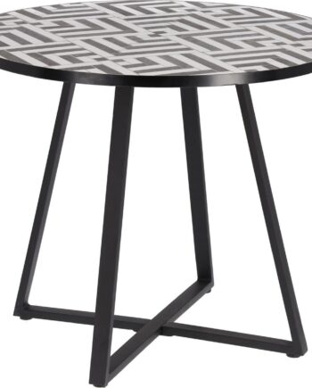 Udendørs Spise- Og Terrassebord Kave Home Tella 90x90 Cm Keramik Og Stål Mosaik