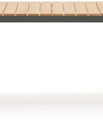 Udendørs Spisebord Kave Home Bona Aluminium   Teak 200ã 100 Cm Sort Natur Til   Personer