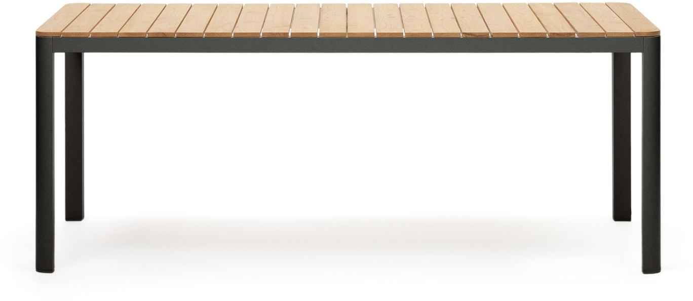 Udendørs Spisebord Kave Home Bona Aluminium Teak 200ã 100 Cm Sort Natur Til Personer