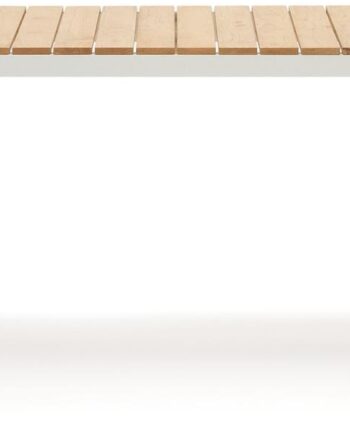 Udendørs Spisebord Kave Home Bona Serie 200ã 100 Cm Aluminium Og Teak Hvid Natur
