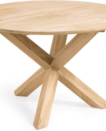 Udendørs Spisebord Kave Home Teresinha Rund Massivt Teak ø120   H76 Cm Rustik Kolonial
