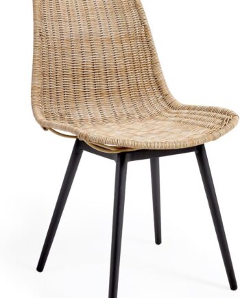 Udendørs Spisebordsstol Havestol Kave Home Emmol Rustik Polyrattan Aluminium Natur