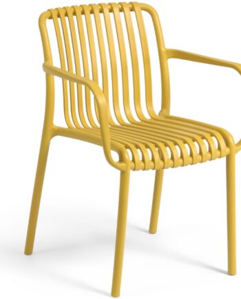 Udendørs Spisebordsstol Kave Home Isabellini Sennep Uv-resistent Polypropylen Ergonomisk Stabelbar Havestol