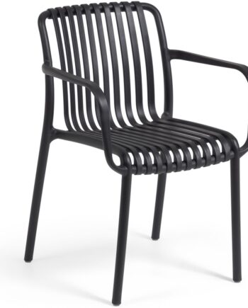 Udendørs Spisebordsstol Kave Home Isabellini Sort Genbrugsplast Uv-resistent Ergonomisk Stabelbar Havestol