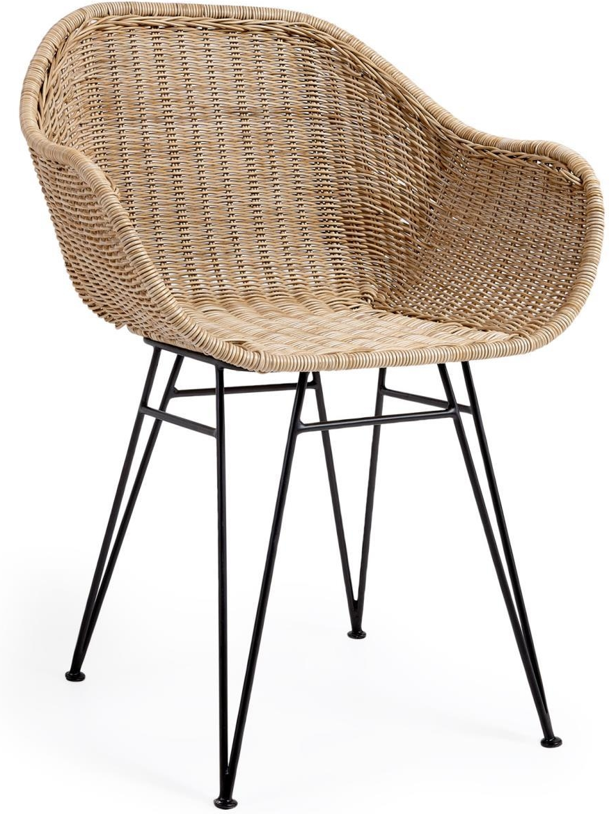 Udendørs Spisestol Havestol Kave Home Chart Naturfarvet   Galvaniseret Stål Og Flettet Polyrattan