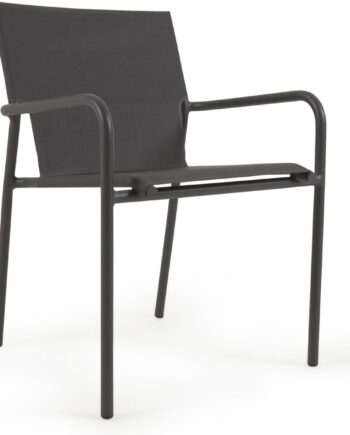 Udendørs Spisestol Kave Home Zaltana   Sort Aluminium   Textilene  Stabelbar
