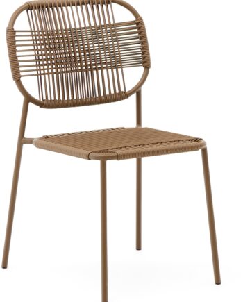 Udendørs Stabelbar Stol Kave Home Talaier   Galvaniseret Stål   Syntetisk Rattan  Natur