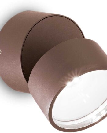 Udendørs Væglampe Ideal Lux Omega Round  Kaffefarvet  Led 7w 650lm 4000k  Ip54  ø9xh3 Cm