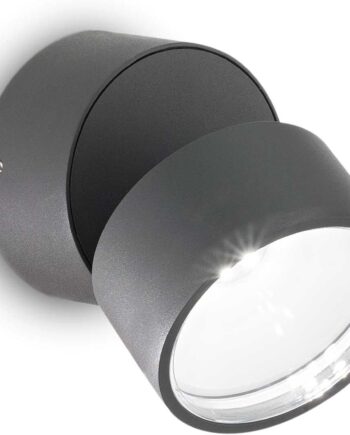 Udendørs Væglampe Ideal Lux Omega Round Led Antracit Ip54 ø9x8   Cm 610 Lm 3000k