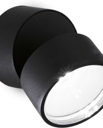 Udendørs Væglampe Ideal Lux Omega Round Sort ø9 Cm Integreret Led 650 Lm Ip54