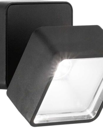 Udendørs Væglampe Ideal Lux Omega Square 7w Led 650 Lm Ip54 Sort Kompakt 9x9x8   Cm