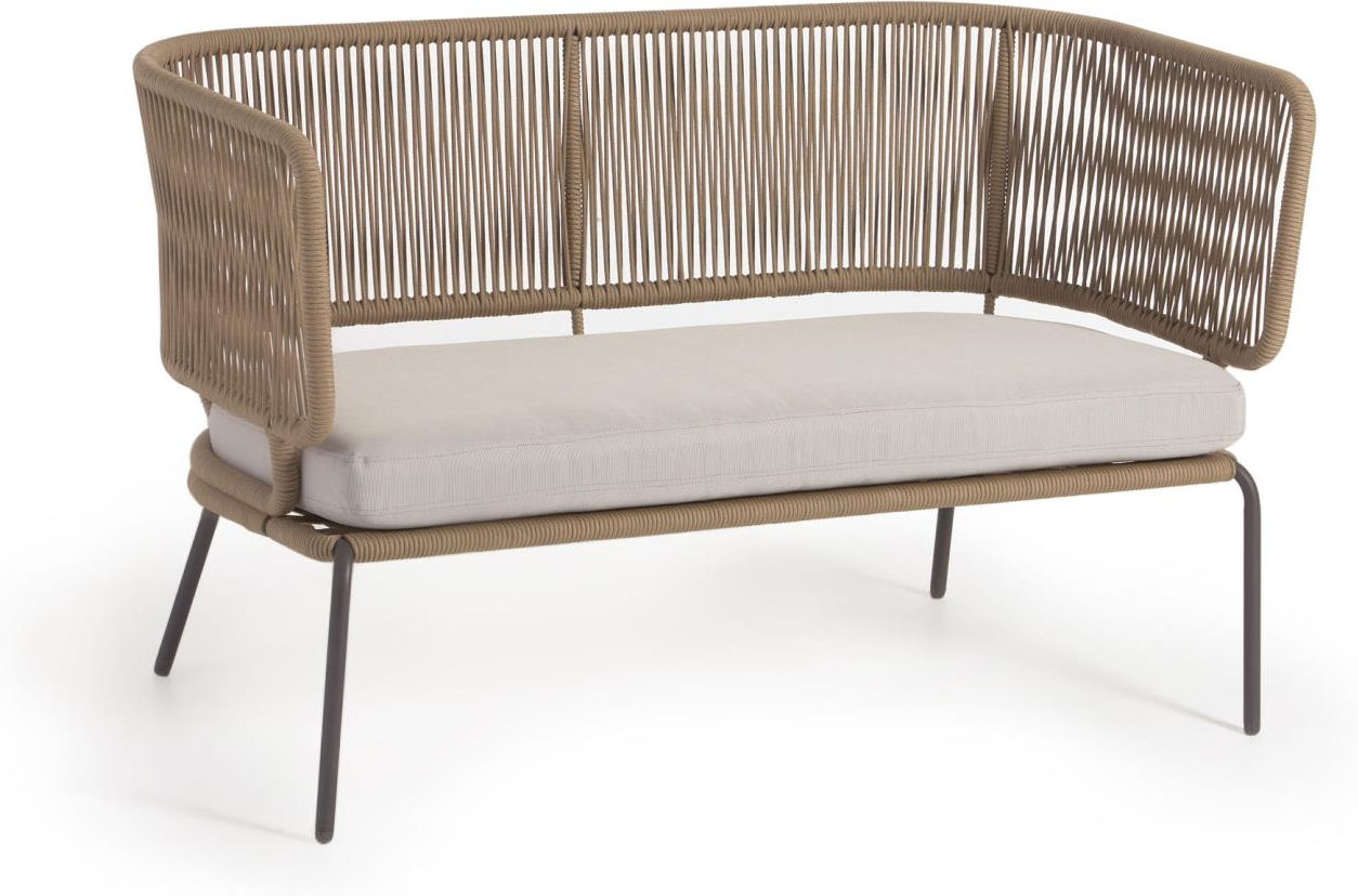 Udendørs -personers Loungesofa Kave Home Nadin Galvaniseret Stål Og Håndvævet Snor Beige