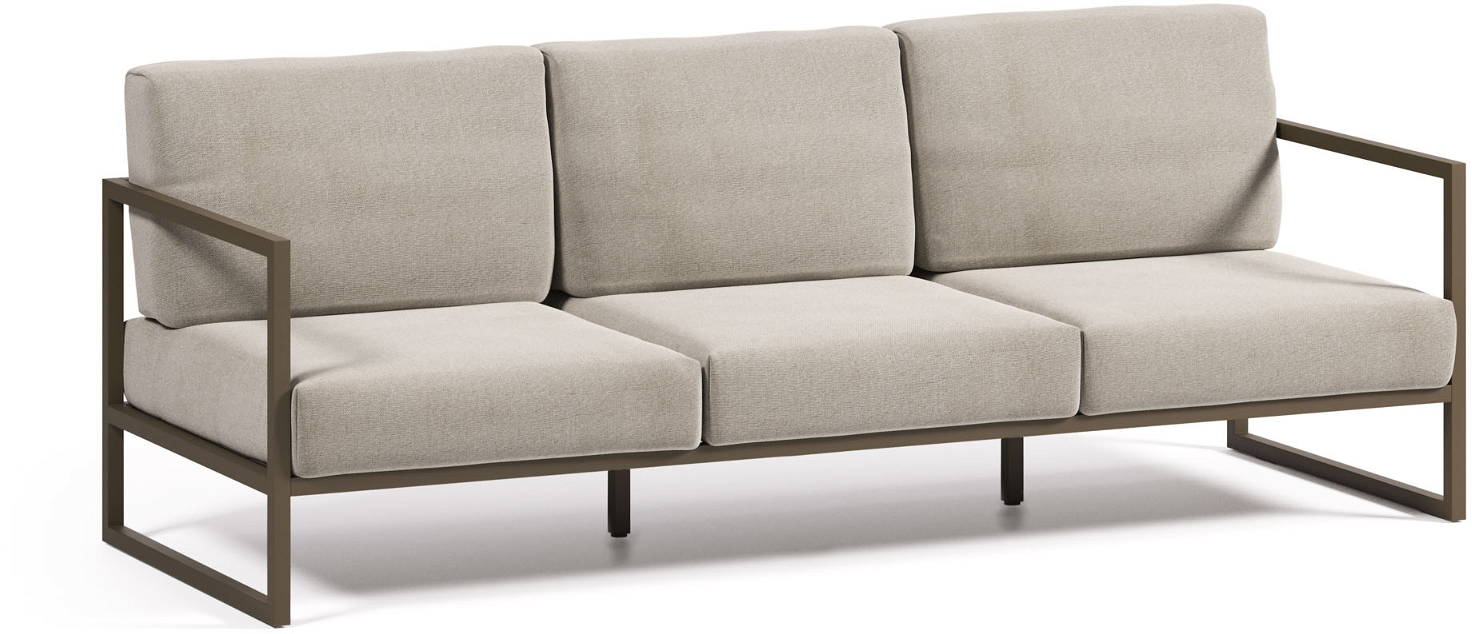 Udendørs -personers Sofa Kave Home Comova Gråt Crevin-stof Med Aluminiumsramme H85 B225 D85 Cm