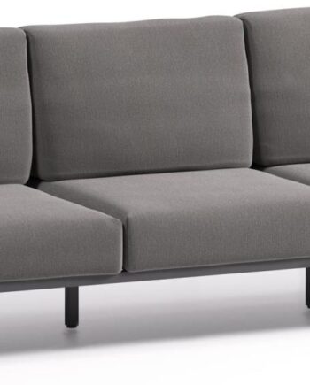 Udendørs  -personers Sofa Kave Home Comova   Sort Aluminium Vejrbestandig Nordisk Loungesofa Med Oeko-texâ  Crevin Stof