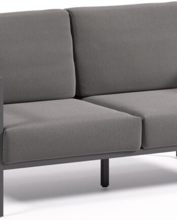 Udendørs  -personers Sofa Kave Home Comova Sort Aluminium Med Aftagelige Hynder   Genanvendt Crevin Stof