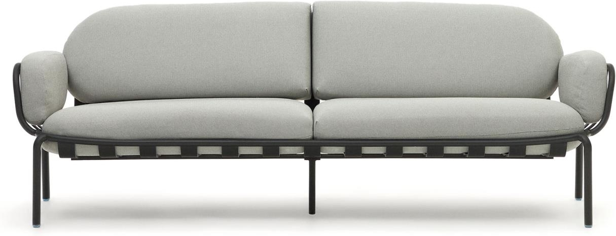 Udendørs -personers Sofa Kave Home Joncols Grå Nordisk Design Aluminium Med Aftagelige Puder
