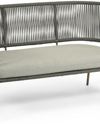 Udendørs  -personers Sofa Kave Home Nadin   Stål   Håndflettet Reb  Grøn  L135   B65   H80 Cm