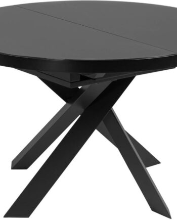 Udtrækkeligt Spisebord Kave Home Vashti Rund Satin Glas Stål ø120-160 Cm Sort
