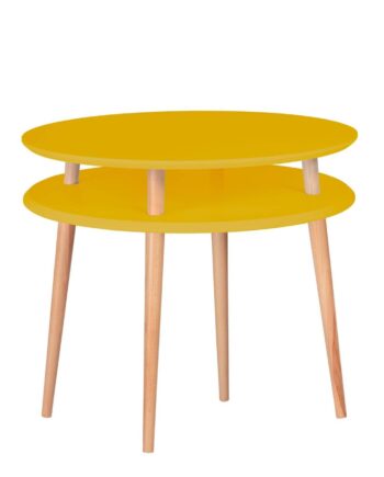 Ufo Sofabord Diameter 70cm   Højde 61cm Gul