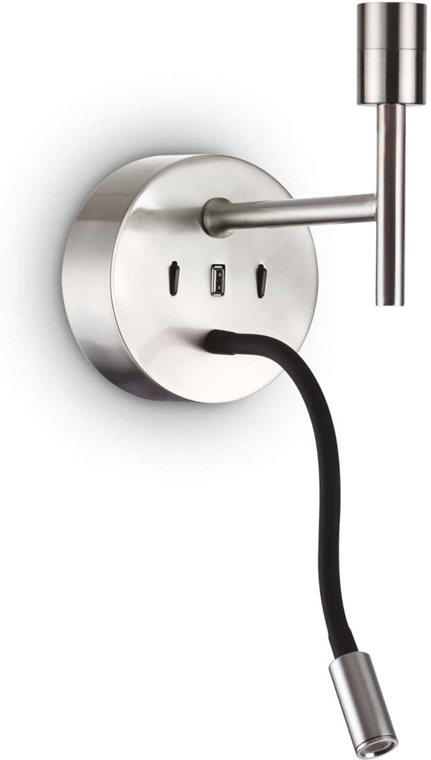 Væglampe Ideal Lux Set Up Led Vægarmatur Med Læsearm   Nikkel  Kompakt Design