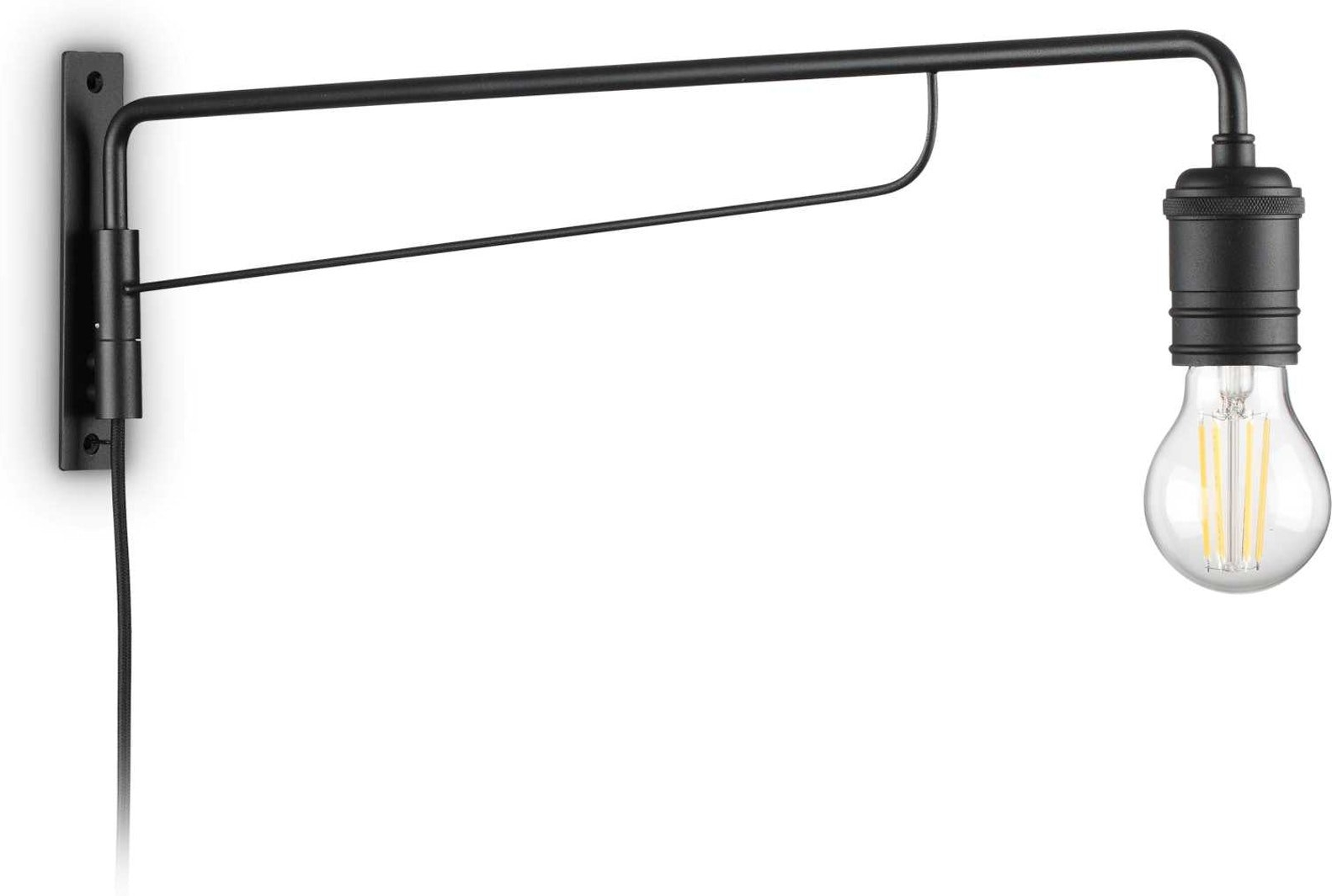Væglampe Ideal Lux Triumph   Sort Metal  H16   B4   L62   Cm  E27-fatning