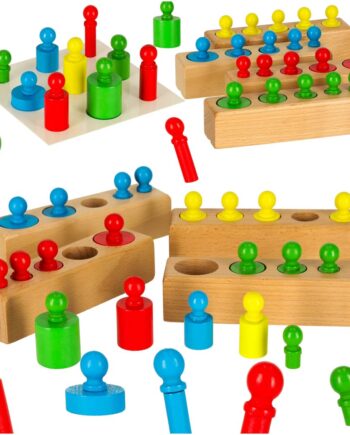 Vægte Træcylindre Montessori Farverige