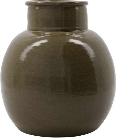 Vase House Doctor Aju Håndlavet Stentøjsvase Grøn Glasur ø21 H21 Cm