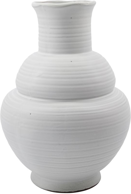 Vase House Doctor Liva Skulpturel Hvid Stentøj ø20 H29 Cm Håndlavet Reaktiv Glasur